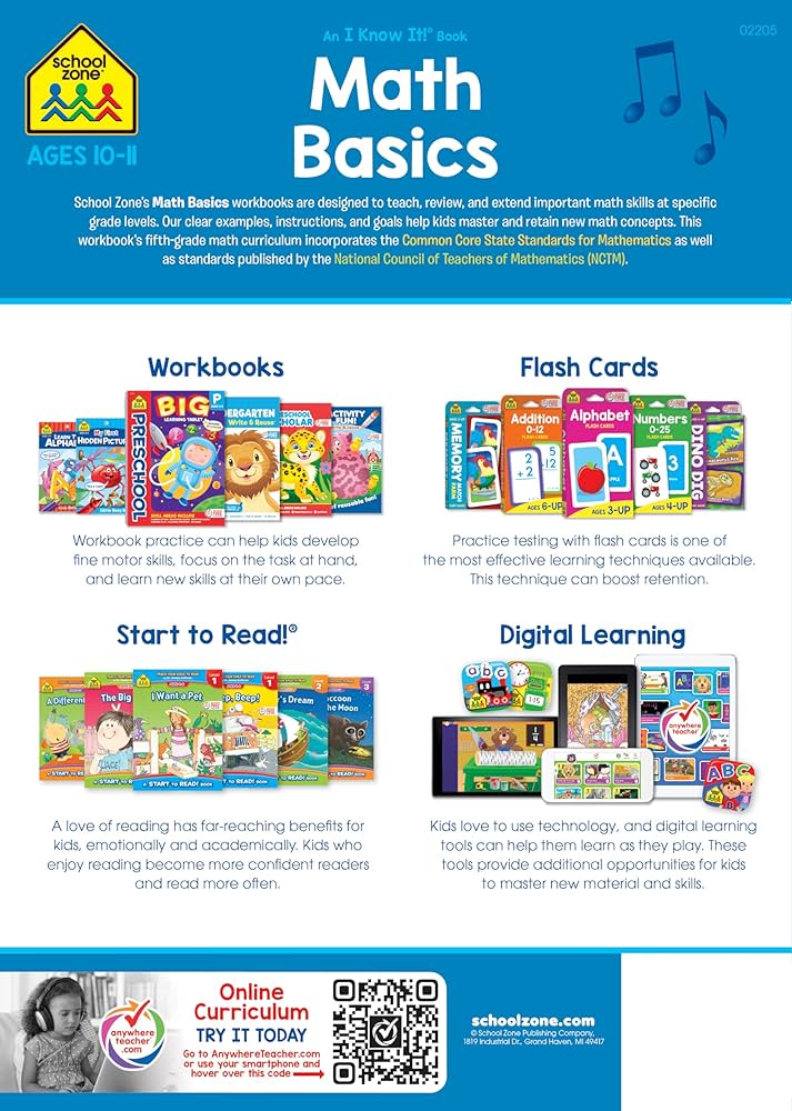 School Zone Math Basics 5 Workbook: 64 Pages, 5th Grade